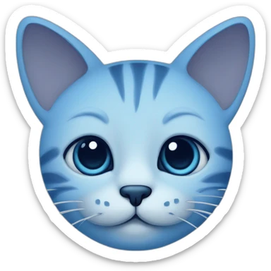Blue simplistic sketch of a cute cat face sticker