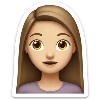 white girl with brown long straight hair sticker