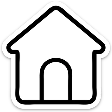 Create a simple home icon in outline style with black lines, no fill, no text, transparent background. sticker