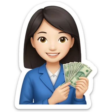 Hot Asian girl with money  sticker