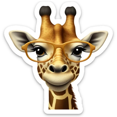 Happy giraffe peace sign and groovy glasses  sticker