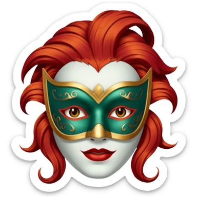 masked person venice bauta woman red hair sticker