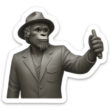 Un goril qui tien la statue de la liberté dans sa main sticker