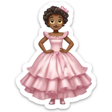 Satin pink pastel soft tiana ruffle dress and add pink ribbons (without people) sticker