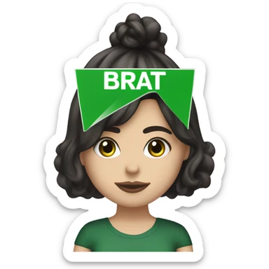 charli xcx holding a green sign that says ‘brat’ sticker