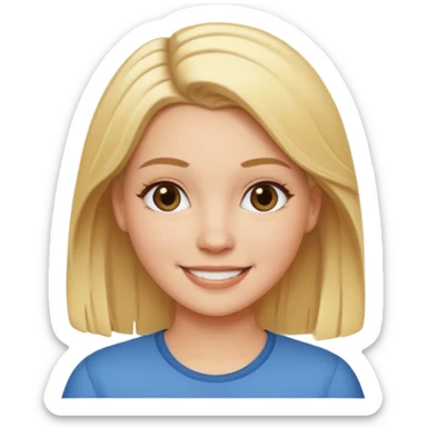 white girl with blond middle part sticker