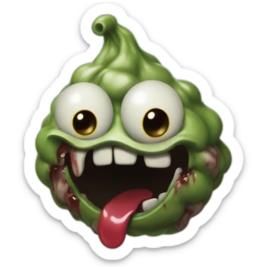 a zombie poop with a smile in its face sticker