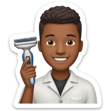 black hairdresser man with shaving machine sticker