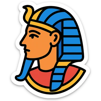 pharaoh profile, modern icon style, stylized and iconic sticker