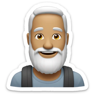 Hombre blanco con barba de leñador, calvo, sonrisa.  sticker