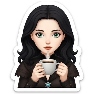 yennefer drinking coffee sticker
