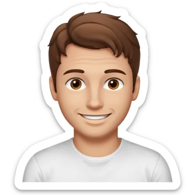 Kjekk mann (lys i huden) som har pynta seg.  fargen på håret er brunt og HAN har midtskille og litt søte krøller . Litt øyevipper men ikke mye og litt mørke brun. Skal se HOT Å SEXY UT smile mer!!! Ca 20 år gammel. HVIT T-SKJORTE sticker