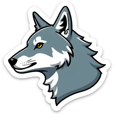 gray wolf profile, side view of head sticker
