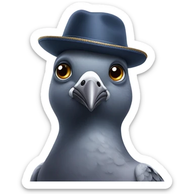 Pigeon with a hat sticker