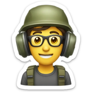 personne casque anti bruit avec lunette detir et casquette sticker