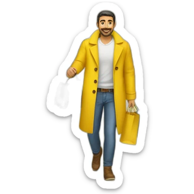 Armenian men doing shopping  in yellow clothes  sticker