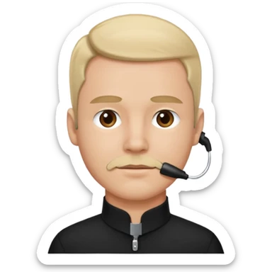 male in black collared shirt with chin strap  sticker