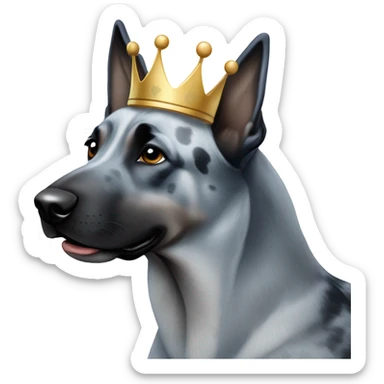 A malinois dark blue merle without red color with a crown on his head sticker