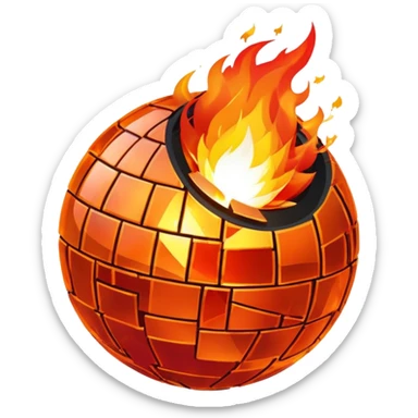 disco ball on fire on top sticker