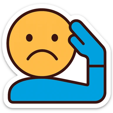 Convert the image to a color outline icon style of a sad face giving a military salute. Keep the background transparent. sticker