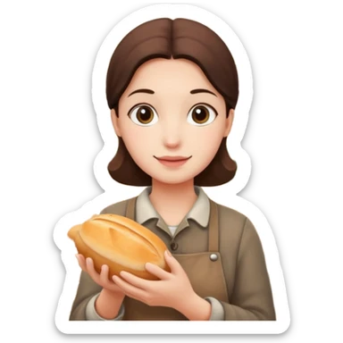Shopper with small bread loaf,Farmers’ Market, background bakery shop, market. sticker
