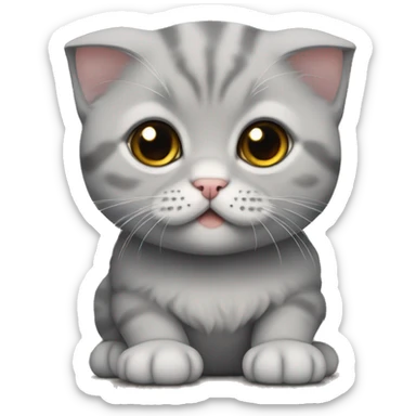 Gray Scottish fold kitten sticker