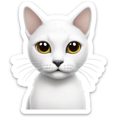 White cat with a few large black spots and black ears and a half of a black mustache on left side  sticker