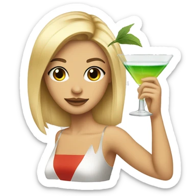 Blonde and straight hair girl sustaining cocktail sticker