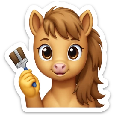 pony being brushed sticker