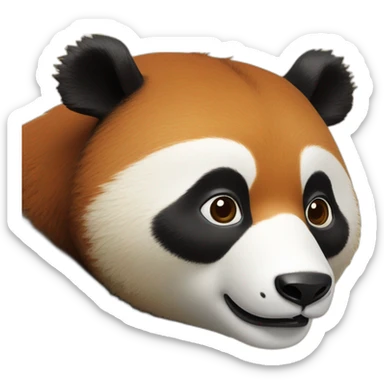 Un panda roux sur le dos d'un tanuki sticker