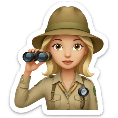 Woman + binoculars,Jungle Explorers. sticker