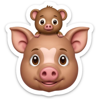 El cerdito de Moana con un monito en su cabeza sticker