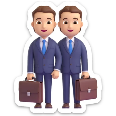 salesman emoji, professional, friendly, wearing a suit, holding a briefcase, cheerful expression sticker