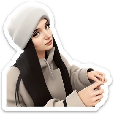 dreamy girl with black hat sticker