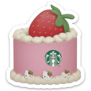 Pink strawberry cute Starbucks hello kitty cake sticker