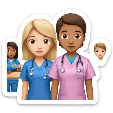 dame un emoji de una enfermera y un alumno de enfermeria utp sticker