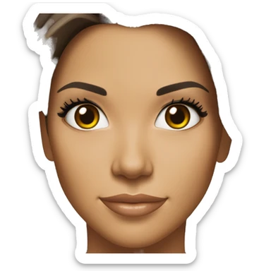 3/4 face, contrasted, shadow, light, Eva Longoria expression, standing from a distance, thin nose, brunette woman, hazel eyes, long eyelashes, dark shoulder shaded hair, white t-shirt, jeans, white sneakers sticker