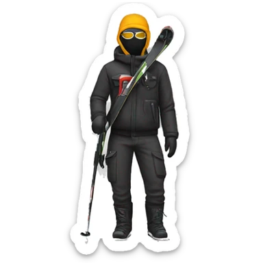 Dude with a ski ask and gun  sticker