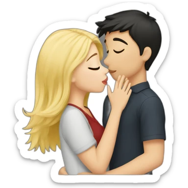 Blondie Girl kissing boy with dark hair sticker