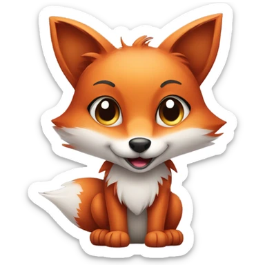Kawaii Fox holding a sign sticker