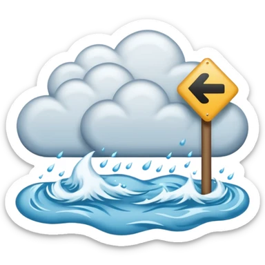flood with wrong sign pointing or arrow to clouds sticker