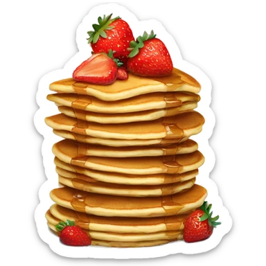 a stack of pancakes topped with strawberries sticker