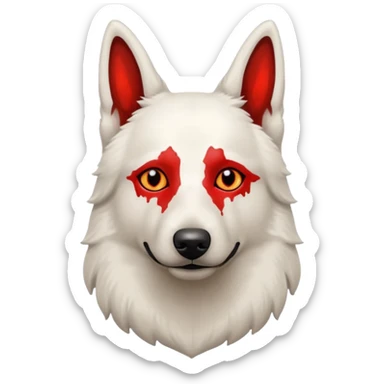 White belgian Shepard is stoned with weed sticker