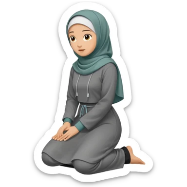 Woman Kneeling for Islamic prayer side view sticker