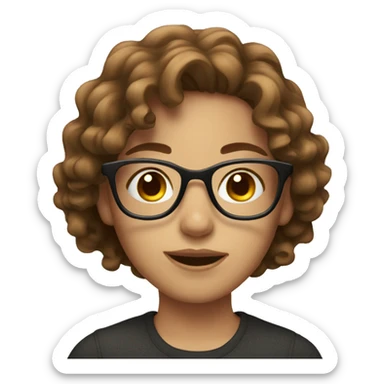 girl with brown wavy hair, brown eyes and glasses sticker