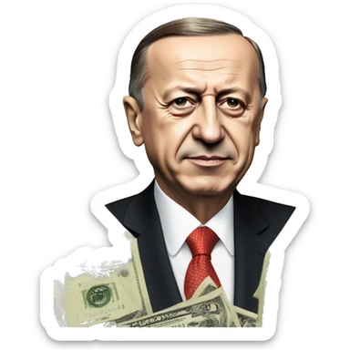 recep tayyip erdogan with dollars sticker