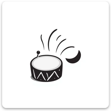 Hand-drawn drum with sound waves and a crescent moon, representing the sahur call during Ramadan sticker