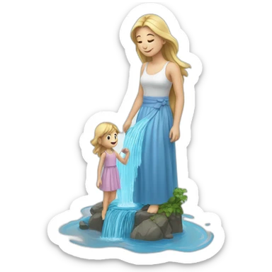 Cascade d'eau avec une petite fille en robe  sticker