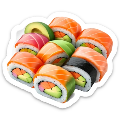 Plate of rainbow roll sushi  sticker