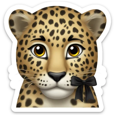 leopard with black bow  sticker
